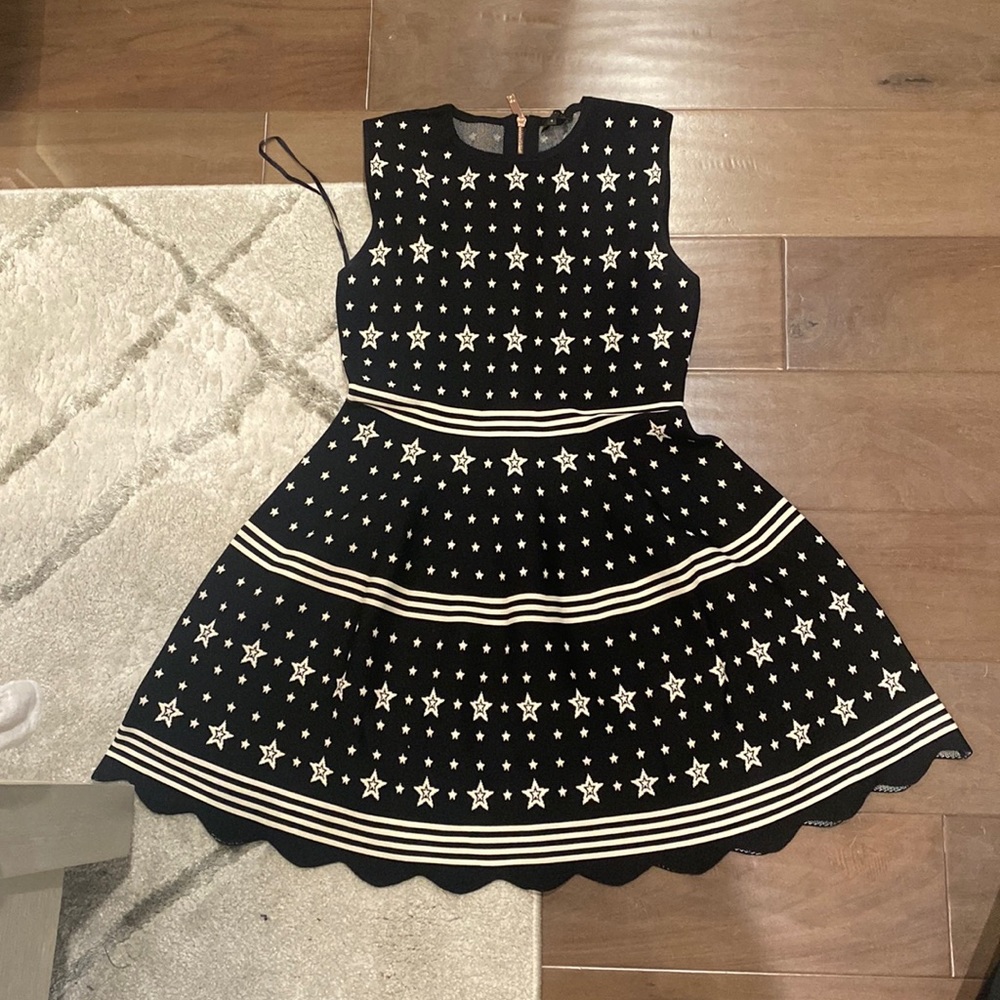 Ted Baker Black and White Star Midi Dress